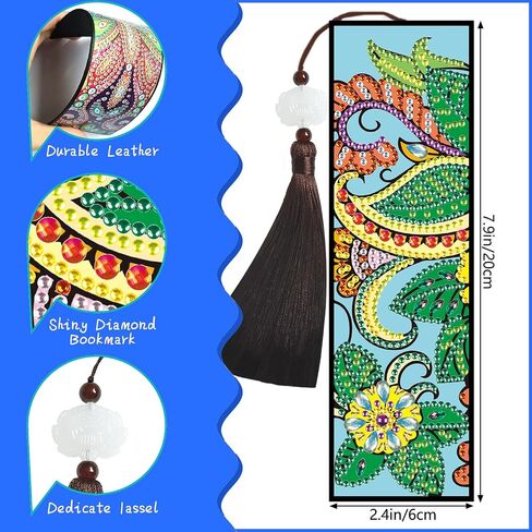 8 Pack Diamond Painting Bookmarks - Flowers, Art Bookmark Kit with Tassel, Resin, Rhinestone, Leather for Adults DIY Beginner in Saudi Arabia
