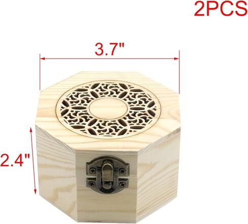 My Mironey 3.7 "× 2.4" صندوق خشبي غير مكتمل مع غطاء نمط مجوف المنحوت المنحوت Octagon مربع خشب غير مصقول مربع تخزين DIY مع غطاء مفصلي وحزمة المشبك الأمامية من 2 in Kuwait
