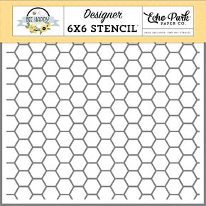 شركة Echo Park Paper Company Beehive Hexagon ، Bee Happy Echo Park Stencil 6 "X6"