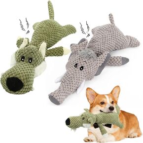 Dog Chew Toys Dog Plush Toys for Aggressive Chewers Dog Toys Indestructible Dog Squeaky Toys Dog Puppy Chew Toys Durable Chew Toys Dog Plush Toy Stuffed Animal Plush Chew Toys with Squeakers (2 PCS)