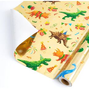 WERNNSAI Western Reversible Wrapping Paper Roll - 1 Roll 17" x 33 ft Western Cowboy Birthday Wrapping Paper Roll Boys Wild West Gift Wrap Paper for Birthday Holiday Wrapping Paper Polka Dot Design in Kuwait