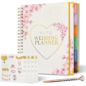 3 Pieces Wedding Planner Wedding Planner Book with Rose Gold Pen and Stickers 9.5 x 11.5 Wedding Book Wedding Gifts Wedding Planning Book and Organizer Bride Book