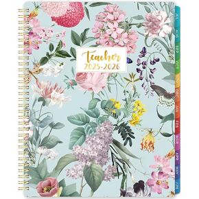 Teacher Planner 2025-2026 - Teacher Lesson Planner 2025-2026 with Colorful Tabs, July 2025 - June 2026, 2025-2026 Teacher Planner Weekly and Monthly, 8.3" x 11", Academic Year Lesson Plan Book, Twin-Wire Binding - Floral