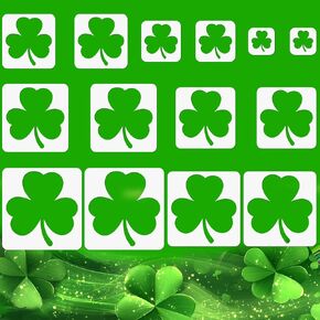 St. Patrick's Day Stencils for Painting on Wood 14 PCS Irish Lucky Clover Shamrock Stencils for Painting PET Stencils Reusable Painting Templates for Party Home Wall Paper Canvas Decor