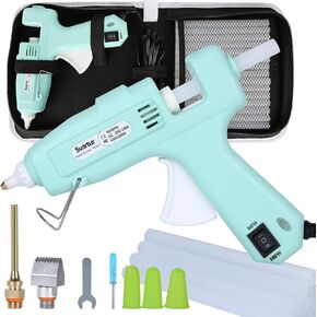 Full Size Hot Glue Gun with 60W/100W/OFF Switch, 9.8ft Extra-long Power Cord Industrial Glue Gun with 2 Nozzles, 15 Glue Stick, Dual Power High Temp Hot Melt Glue Gun Large with Case for Craft, Purple in Kuwait