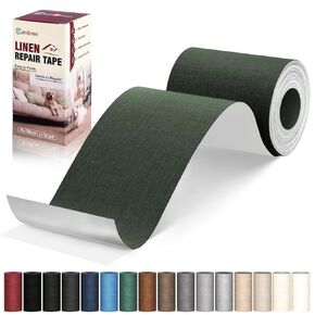 Linen Repair Tape 16x90 inch, Self Adhesive Linen Fabric Patches, Linen Fabric Patch Tape Kit, Fabric Repair Tape for Linen Sofas, Headboards, Chairs, Pillows, Curtains - Light Grey