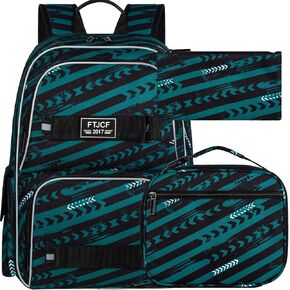 3PCS School Backpack for Boys, Water Resistant Laptop Backpacks with Lunch Box, 17" Kids Bookbag Set for College Teenagers High Middle Elementary