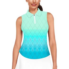AOBUTE Women's Sleeveless Golf Shirts Moisture Wicking 1/4 Zip Polo Tennis Shirt