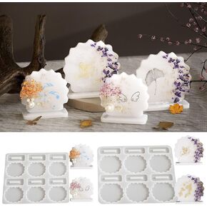 Resin Mold for Photo Frame, Picture Frame Resin Molds with Stand Holder, lacework Frame Silicone Molds for Resin Casting, DIY Personalized Gift Home Decor, Coaster Silicone Mould 2 Sizes 12 holes Mold