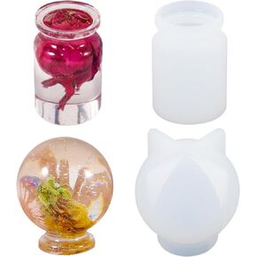 2 Pieces Mini Jar Bottle Silicone Molds for Resin Transparent Epoxy Resin Molds for Jewelry Earring Soap Candle Making
