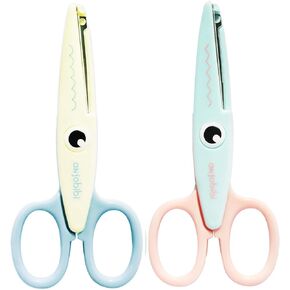 Scissors for Crafting (2-Pack)-Decorative Pattern Edge Craft Scissors,Fancy Scissors,Pattern Scissors,Suitable for Fun DIY Scrapbooking Crafting Projects for Kids Adults (Beige+blue)