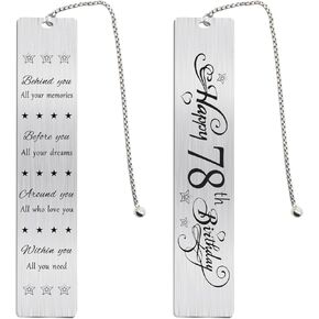 Jzxwan Happy 78th Birthday Gifts for Women Men, 78 Year Old Birthday Bookmark, Female 78 Yr Old Bday Card Gift Ideas, 1947 Birthday Book Mark for Woman Man, 78th Birthday Decorations, 78 th Bd Present