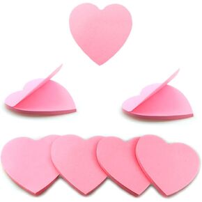6 Pack Pink Heart Shaped Sticky Notes Cute Sticky Notes Self-Stick Sticky Notes for School Office