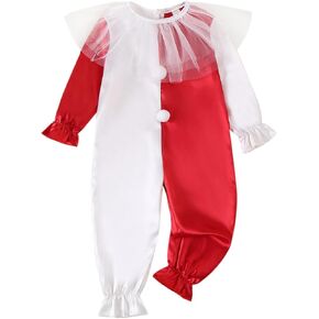 Halloween Clown Inspired Toddler Costume, Cute Baby Toddler Halloween Cosplay Jumpsuit Outfit Clothes,18M-6T