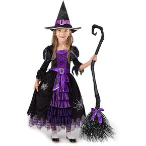 Spooktacular Creations Fairytale Witch Cute Witch Costume Deluxe Set with Broom for Girls