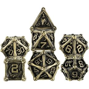 Surpass DND dice Set Metal dice Bronze Dungeons and Dragons Gifts d&d dice 7piece Set (Bronze)