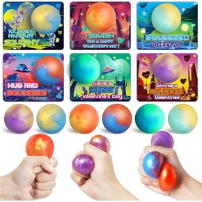 Greeting Cards for Kids, 24 Packs Greeting Cards with Slime Stretchy Squeeze Balls,Kids School Class Exchange Gifts,Classroom Prizes,Party Favor for Boy Girl
