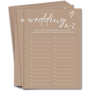 Bridal Shower Games Cards, 25Pcs Prefilled Find The Guest Bingo Game Cards, Engagement Party Games for Guests, Minimalist Brown Wedding Party Supplies - D19