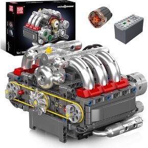 Mould King 10193 Boxer Engine Model Kit That Runs, Build Your Own Mini V8 Engine, Car Engine Building DIY Model Engine Kit for Kids/Adults Collections(609+PCS)