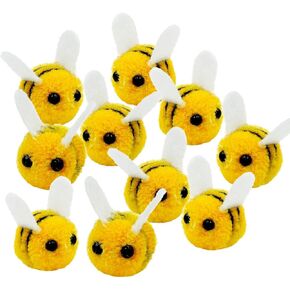 Suartus Mini Wool Felt Bee - 50Pcs Felt Bees for Crafts,Cute Bee Plush Crafts Honey Bee Pom for DIY Clothing Hat Gift Scrapbooking Jewelry Crafts Accessories Bee Themed Party Decoration