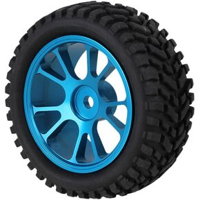 1/10 RC Rally Car Rubber Tires and Metal Alloy Wheels Rims for 1:10 1:16 RC On Road Car Tamiya HSP HPI Kyosho Parts (Blue)