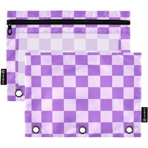 حقيبة قلم رصاص شبكية أرجوانية لثلاث رنين مع رابط مع سحاب 2 حزمة أكياس مستحضرات مستحضر مع نافذة صافية in Kuwait