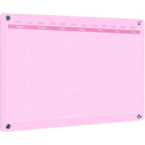 Acrylic Calendar for Wall,15.7''x11.8'',Acrylic Monthly Calendar for Wall,Pink Dry Erase Board for Home,Office