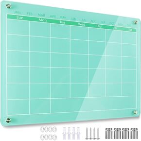 Acrylic Calendar for Wall,15.7''x11.8'',Acrylic Monthly Calendar for Wall,Pink Dry Erase Board for Home,Office