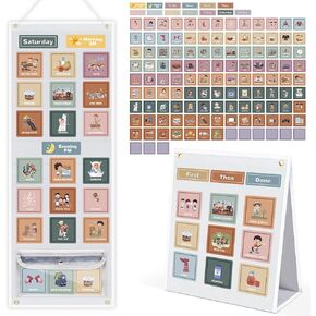 Joyreal Visual Schedule for Kids, Morning Bedtime Routine Chart for for Toddlers, Daily schedule behavior chore chart with 135 Cards for Home School