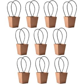 Stkmelon 10pack Kraft Paper Flower Flower Valcs Bags Box Box Brown Paper Carrier Bass with Honouse Tote For Fording Birthday Party Ford