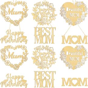 30 Pieces Mother's Day Crafts Wooden Ornaments Mother's Day Wood Cutouts Decorations Mothers Day Hanging Wood Ornament for DIY Craft Home Tree Decor