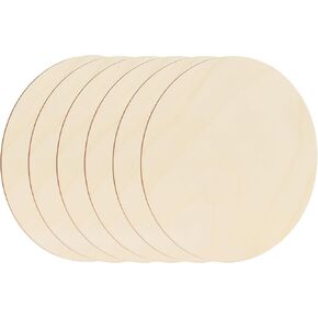6 Pack Wood Circles for Crafts, 8 Inch Unfinished Wood Circles Discs, Wooden Ornaments for Crafts for DIY Crafts Door Hanger Sign Wood Buring Painting Christmas Decorate
