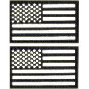Reflective American Flag Patches, IR Reflective US Flag Patch Hook & Loop Tactical Morale Patch for Caps Bags Vests Military Uniforms