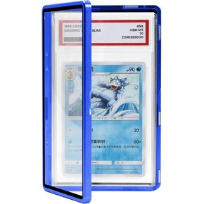 Magenetic Graded Card Slab Protector - Premium Aluminum Graded Card Showcase, PSA Slab Protector with UV-Resistant Tempered Glass, Personalized PSA Slab Bumper for Collectors, Black