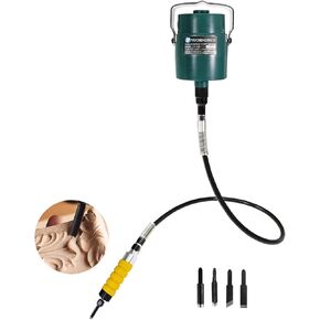 Electric Wood Chisel Hanging Mill Grinding Woodworking Carver Pedal Control Engraving Machine Wood Chisel Carving Machine with Handle 5 Blades + Foot Control Pedal (110V) (110V)