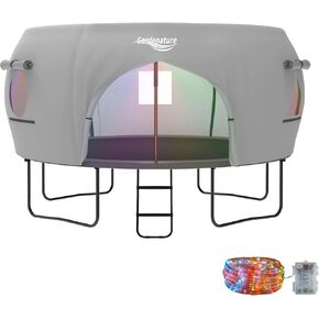Gardenature 14FT Trampoline Tent for Kids(Tent Only),Fit for 8 Curved Poles Round Trampoline,Trampolien Shade Cover with LED Light,Outdoor Trampolien Accessories Canopy,Anti-Tear,Camping,Gray