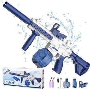 Electric Water Gun,Squirt Gun Toy,Automatic Water Gun Long Range Blaster Up To 32 FT,Outdoor Pool Party Shooting Game Toy With 2 Water Tanks & 2 Kits Batteries,Ideal Summer Toy Gift for Kids & Adults.