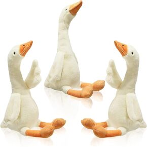 Sosation 3 Pieces 15.7'' Swan Stuffed Animal, Goose Plush Stuffed Animal Toy White Fluffy Cute Goose Stuffed Animal Funny Duck Plush Swan Toys Gifts for Kids Silly Goose Birthday
