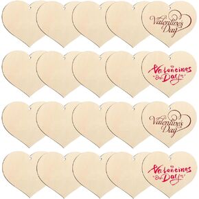 20 Pcs 7 Inch Natural Heart Wood Slices, Blank Wooden Heart Shape Ornaments, Wooden Craft Unfinished, Cutouts Shape Slices Hanging for DIY Craft Mother's Day, Wedding Decoration