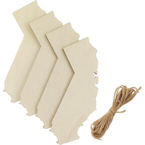 30 Pack 4 Inch Wooden California State Shaped Cutouts Unfinished Wood California Map Sign Craft Gift Tags California State Wooden Paint Crafts for Home Party Decoration Craft Project