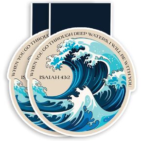 (2Pcs) Isaiah 43:2 Bible Verse Magnetic Bookmark When You Go Through Deep Waters I Will Be with You Scripture Gift Book Page Markers Office Stationery - Size 2.8"x2.3" When Folded
