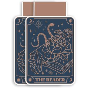 (2Pcs) The Reader Card Magnetic Bookmark Book Page Markers Gift for Reading Lover Nerd Book Addict Bookish Bookworm Reader Student Teacher Office Stationery - Size 3"x1.8" When Folded