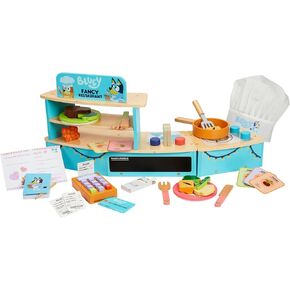 Bluey – Tabletop Restaurant – 32 Piece Wooden Roleplay Toy with Cutlery & Pretend Food Accessories for Kids – FSC-Certified Material – Fun Imaginative Kit for 3 Years and Up