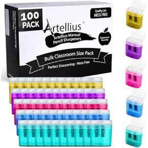100 Pack Pencil Sharpeners Bulk - Double Hole Pencil Sharpener for School and Classroom Supplies, Colored Pencils Sharpeners for Kids, Handheld Pencils and Crayon Sharpener