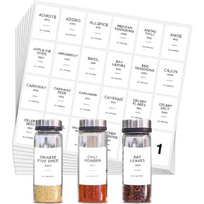 Grevosea 192 Spice Labels,Spice Jar Labels Spice Labels Stickers Preprinted Waterproof Label for Organizing Containers and Seasonings in The Kitchen Pantry