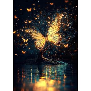 MAXBYE Diamond Art Painting Kits 5D Full Drill, Glowing Butterfly Diamond Art Kits for Adult Beginners, Diamonds Painting Art and Crafts Kit Perfect for Home Wall Decor 12x16inch