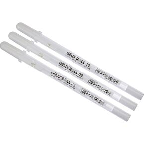 SAKURA 05/08/10 Gel Pen - Bright White Ink - Blister Pack of 3