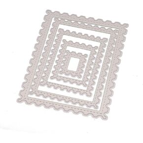 Arbuya 5pcs/Set Diffrent Size Stiched Scalloped Rectangles Metal Cutting Dies for Card Making and Scrapbooking Paper Crafts-C54