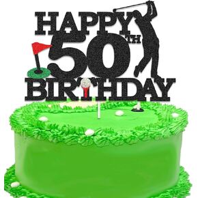 القبعات العليا للكعكة الجولف ، قبعات عيد ميلاد سعيد ، غولف 50 ديكورات كعكة عيد ميلاد سعيد للغولف وحفلة عيد ميلاد ذات طابع 50 (50)