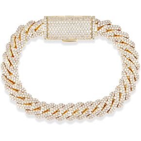 Gemsme Cuban Bracelet For Men Women, Hip Hop Heavy 18k Gold Plated Full Iced Out Miami Cuban Link Chain Bracelet